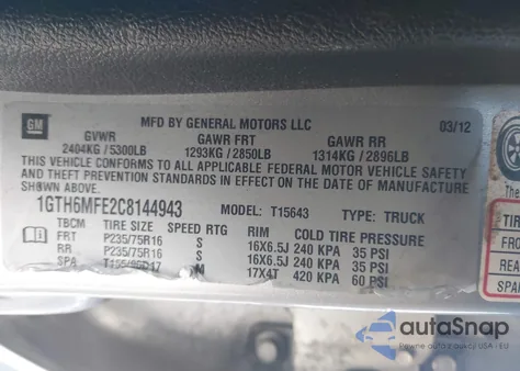 2012 GMC Canyon Sle1 from USA, damaged, VIN 1GTH6MFE2C8144943